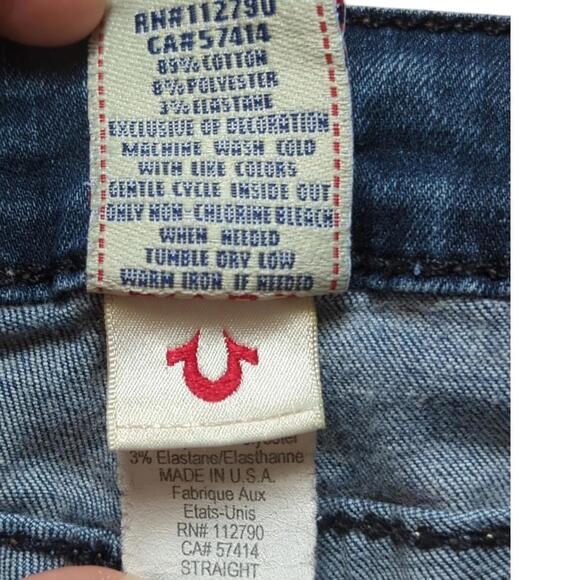 True Religion Straight Jeans 26 Flap‎ Pocket Big Stitch Low-Rise Buttons Coin - Picture 5 of 8